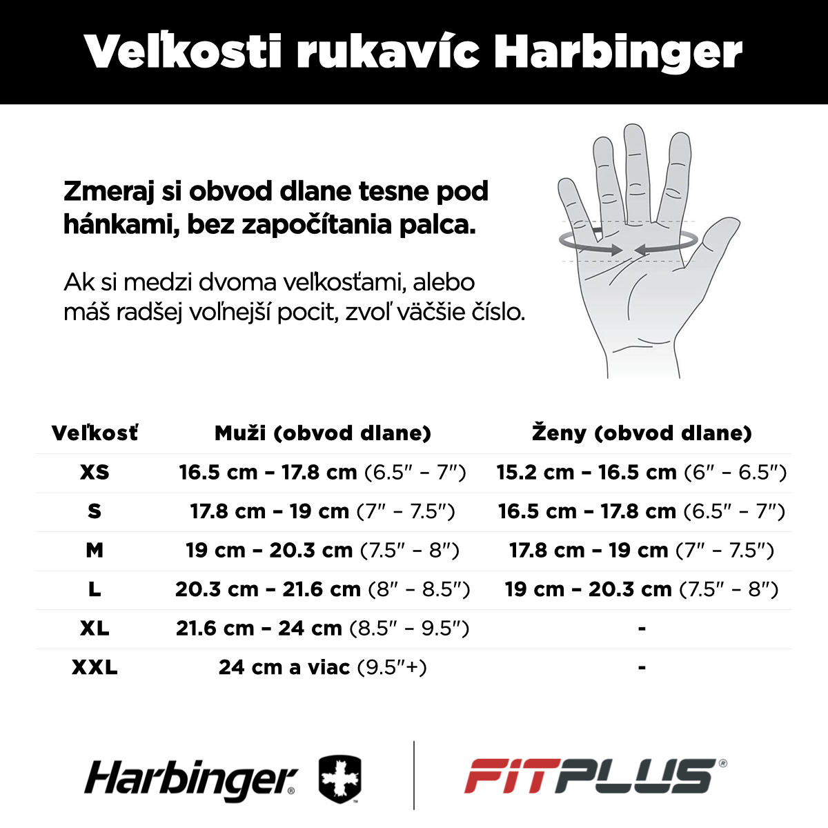 Harbinger rukavice velkost
